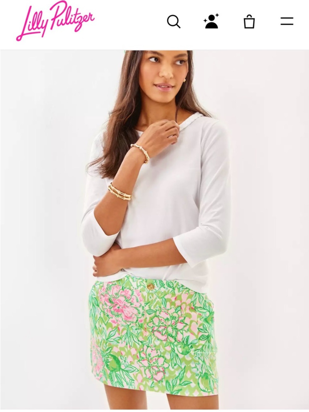 Lilly Pulitzer Green & Pink Floral Mini Skort